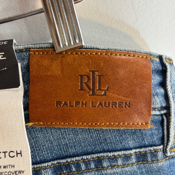 LAUREN RALPH LAUREN Black Label Sz 10 Curvy Low Rise Straight Mid-Wash Jeans NEW - Picture 7 of 10